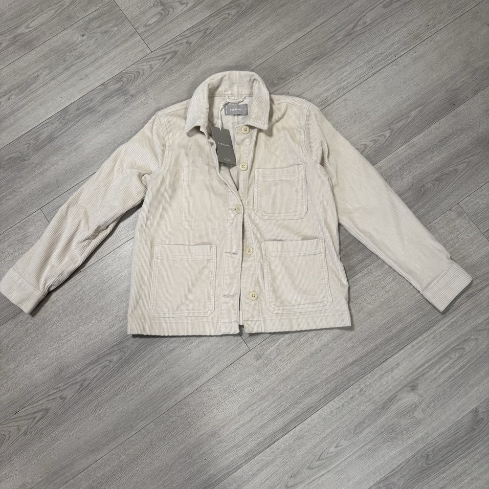 Everlane Corduroy Chore Jacket Women Small Sandstone Beige Relaxed Pockets